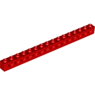Lego kostka s otvory (kostička s dírami) 1x16, červená (370321)